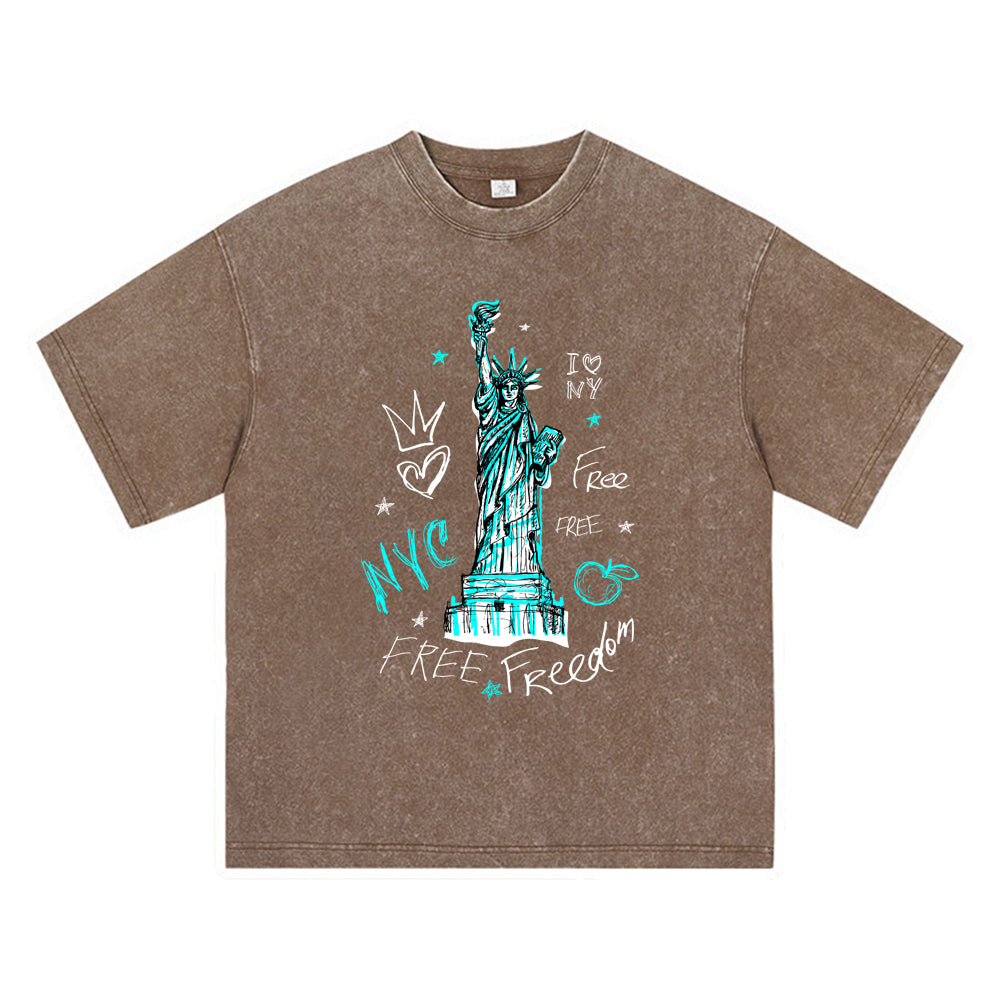 270GSM Heavy Cotton T-SHirt ACID Tees Washed Vintage T-Shirts Free New York DTG Print TShirts