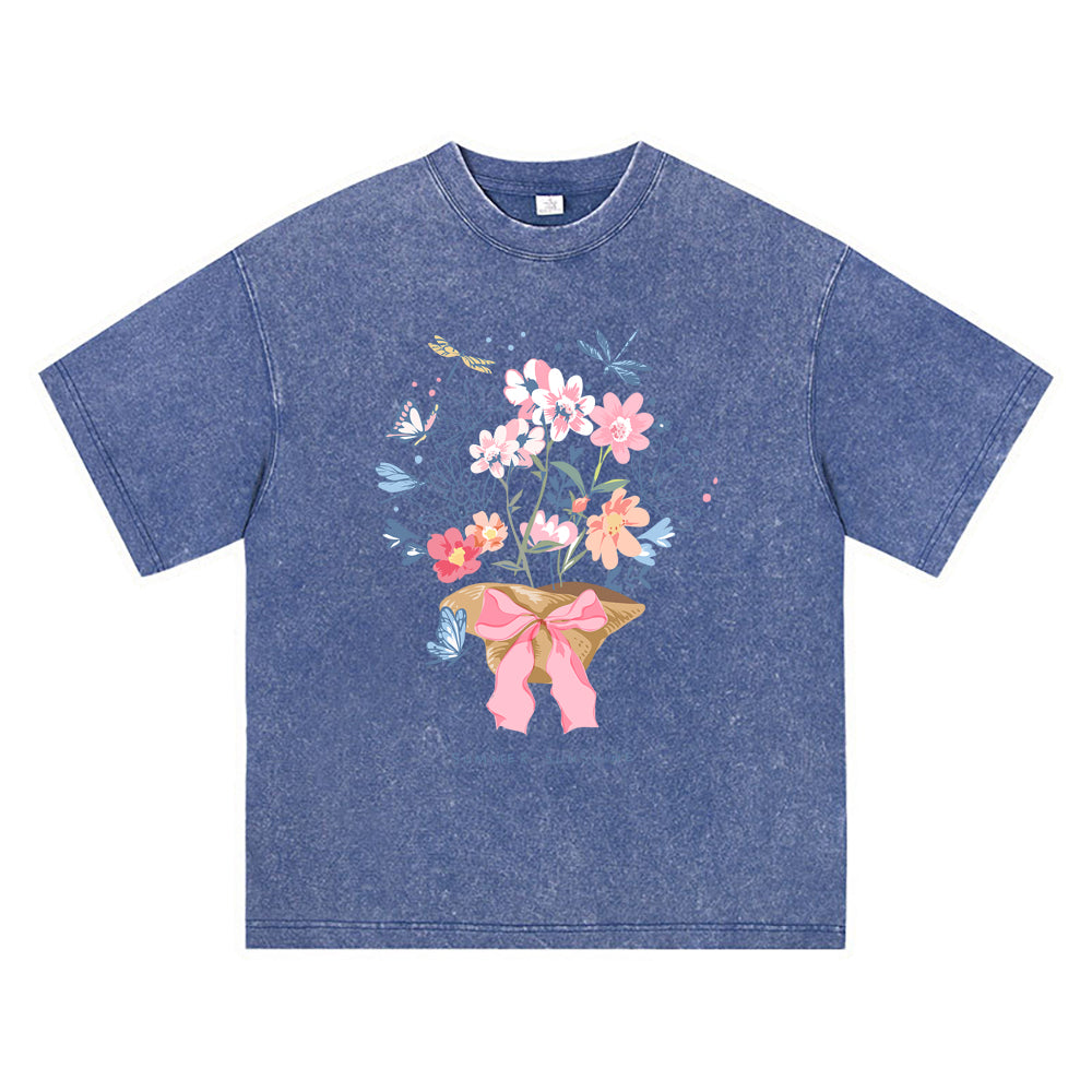 270GSM Heavy Cotton T-SHirt ACID Tees Washed Vintage T-Shirts Summer Sunshine DTG Print TShirts