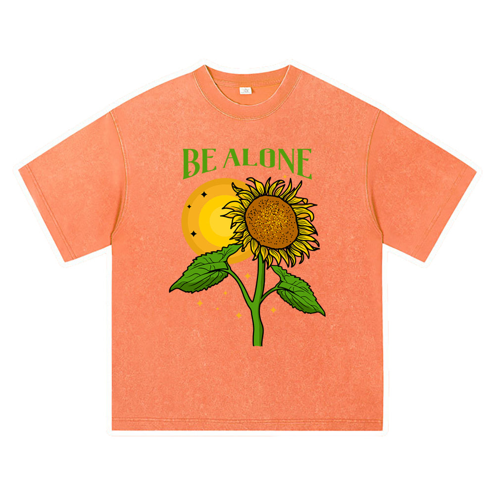 270GSM Heavy Cotton T-SHirt ACID Tees Washed Vintage T-Shirts Sunflower DTG Print TShirts