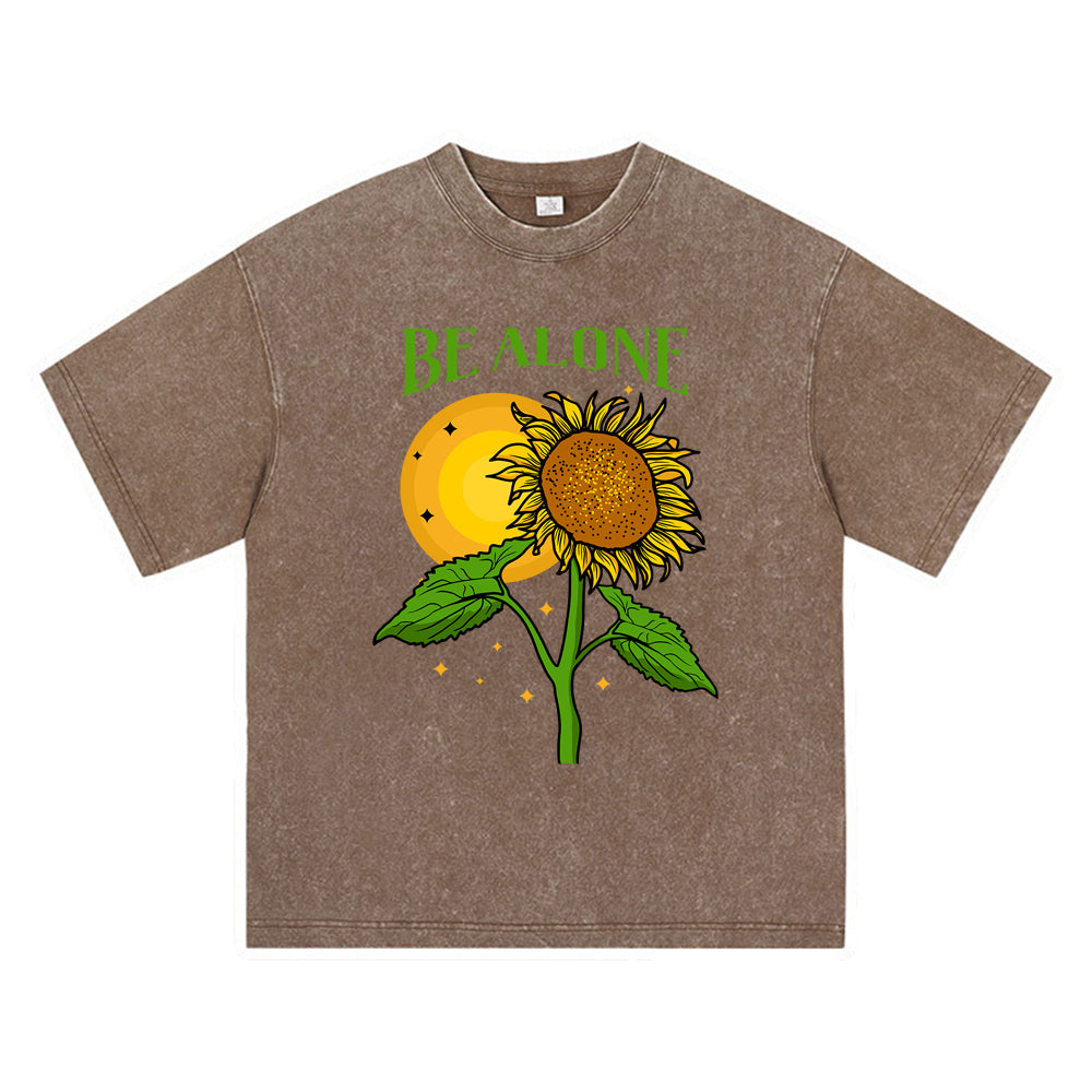 270GSM Heavy Cotton T-SHirt ACID Tees Washed Vintage T-Shirts Sunflower DTG Print TShirts