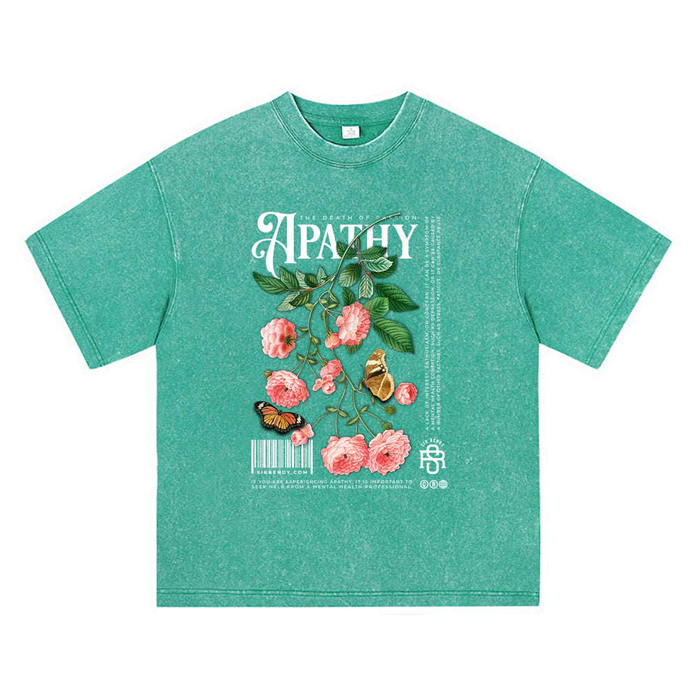 270GSM Heavy Cotton T-SHirt ACID Tees Washed Vintage T-Shirts Apathy DTG Print TShirts