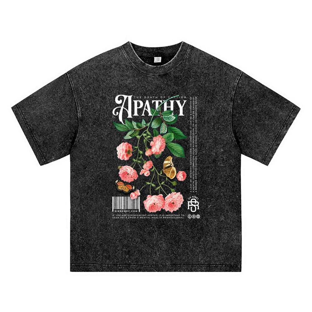 270GSM Heavy Cotton T-SHirt ACID Tees Washed Vintage T-Shirts Apathy DTG Print TShirts