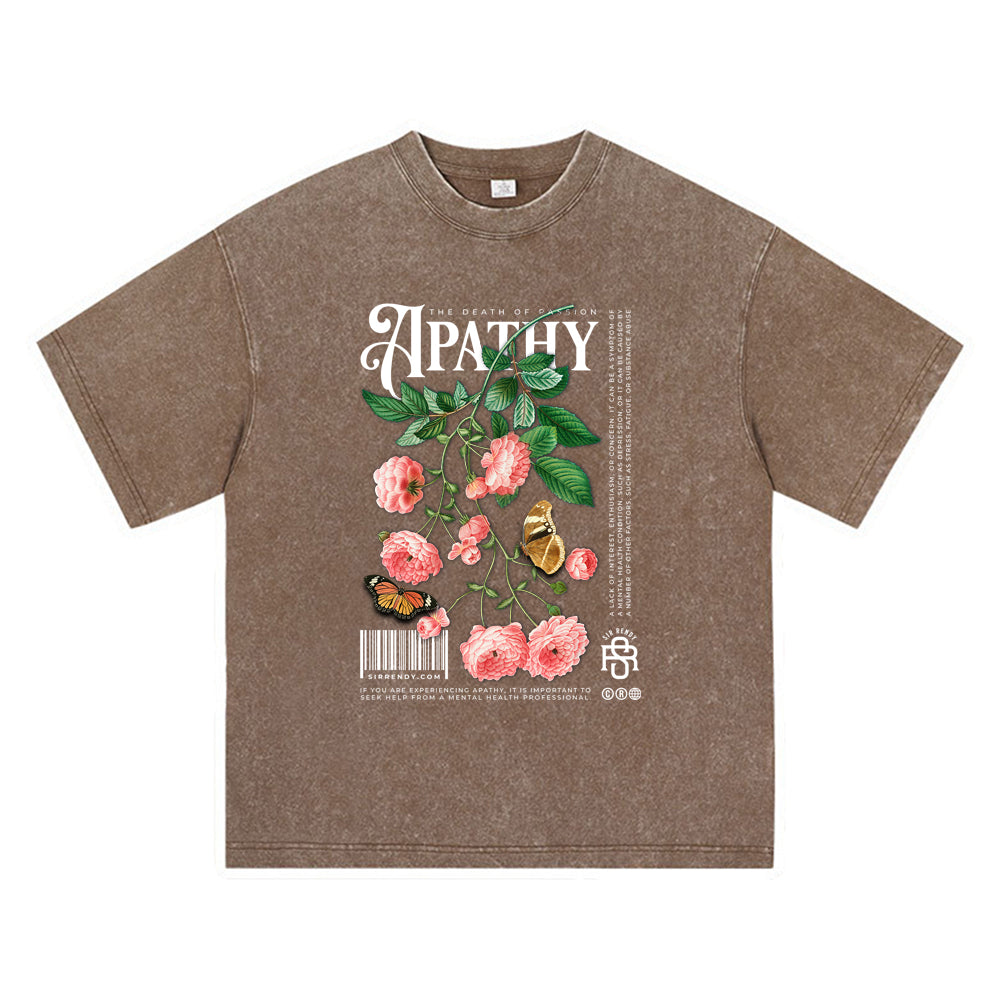 270GSM Heavy Cotton T-SHirt ACID Tees Washed Vintage T-Shirts Apathy DTG Print TShirts