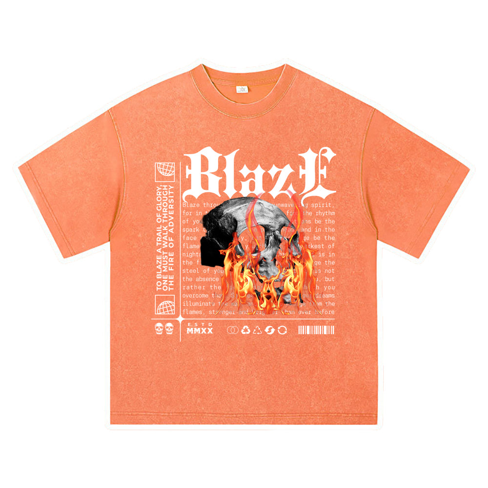 270GSM Heavy Cotton T-SHirt ACID Tees Washed Vintage T-Shirts Blaze DTG Print TShirts