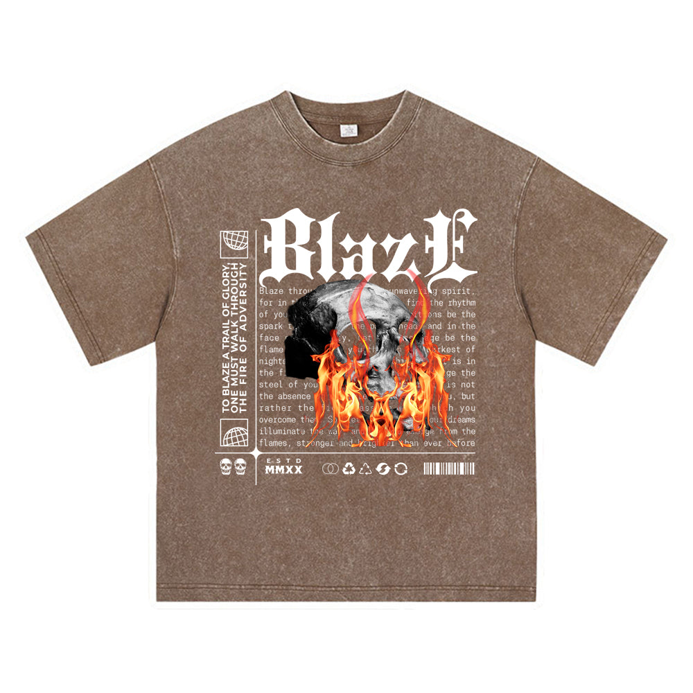 270GSM Heavy Cotton T-SHirt ACID Tees Washed Vintage T-Shirts Blaze DTG Print TShirts