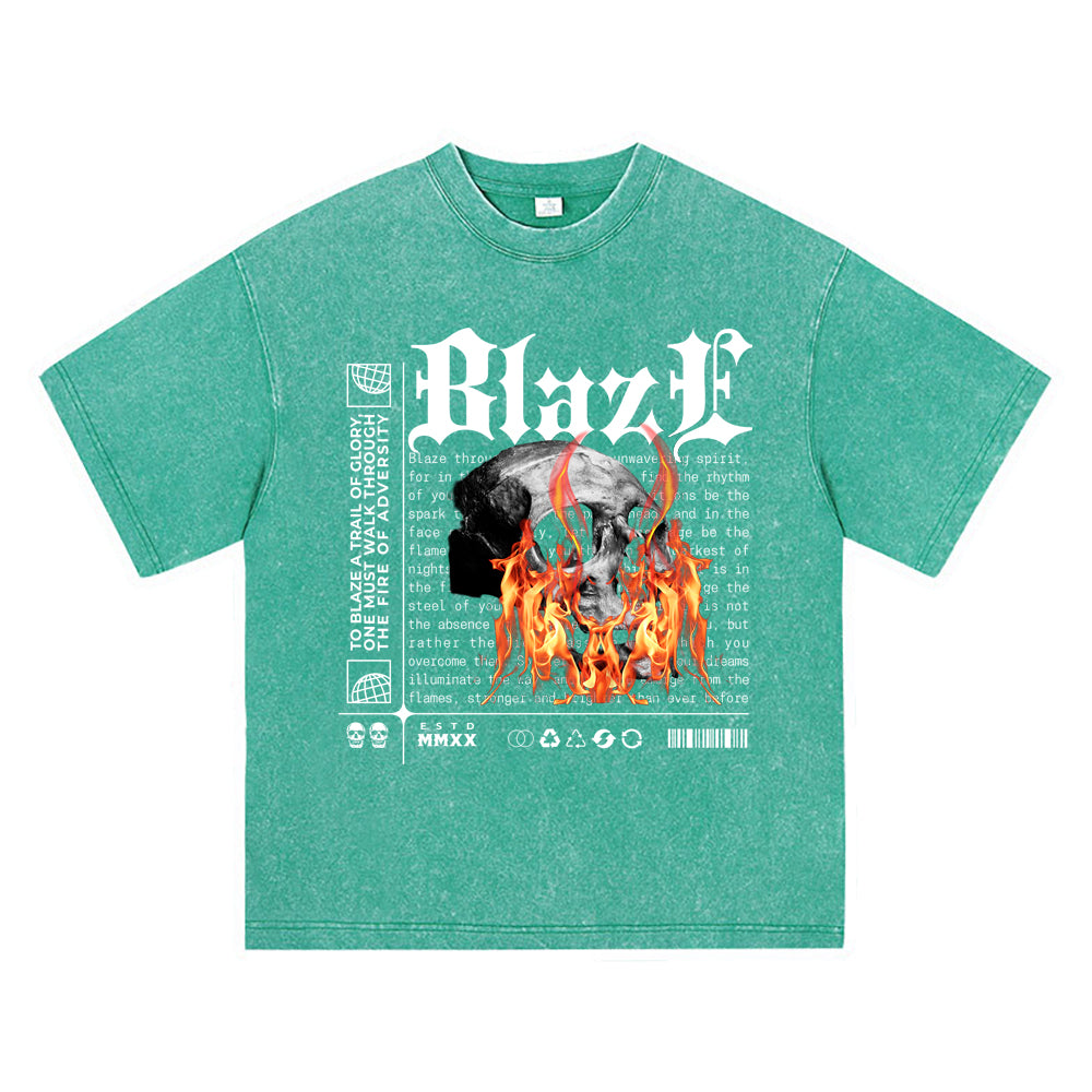 270GSM Heavy Cotton T-SHirt ACID Tees Washed Vintage T-Shirts Blaze DTG Print TShirts