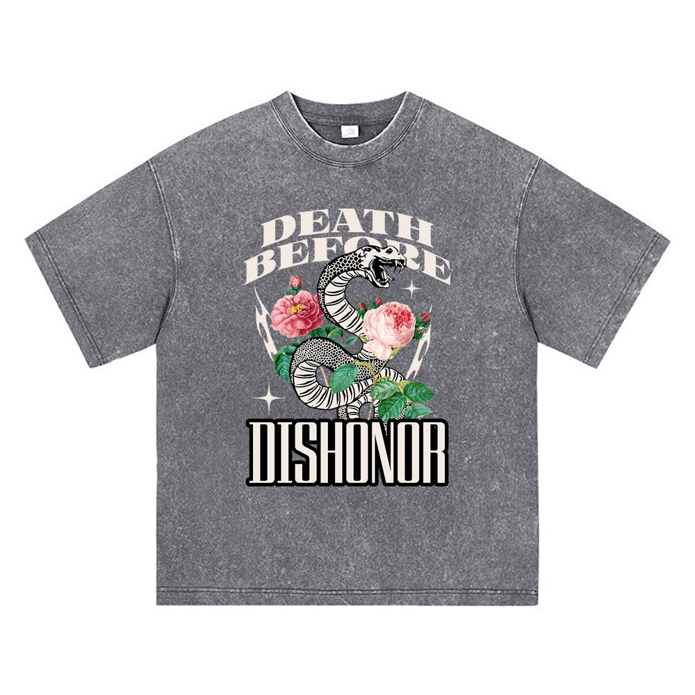 270GSM Heavy Cotton T-SHirt ACID Tees Washed Vintage T-Shirts Death Before Dishonor DTG Print TShirts