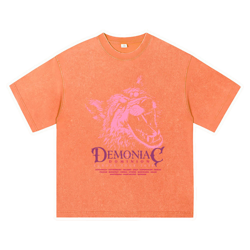 270GSM Heavy Cotton T-SHirt ACID Tees Washed Vintage T-Shirts Demoniac Dominion DTG Print TShirts