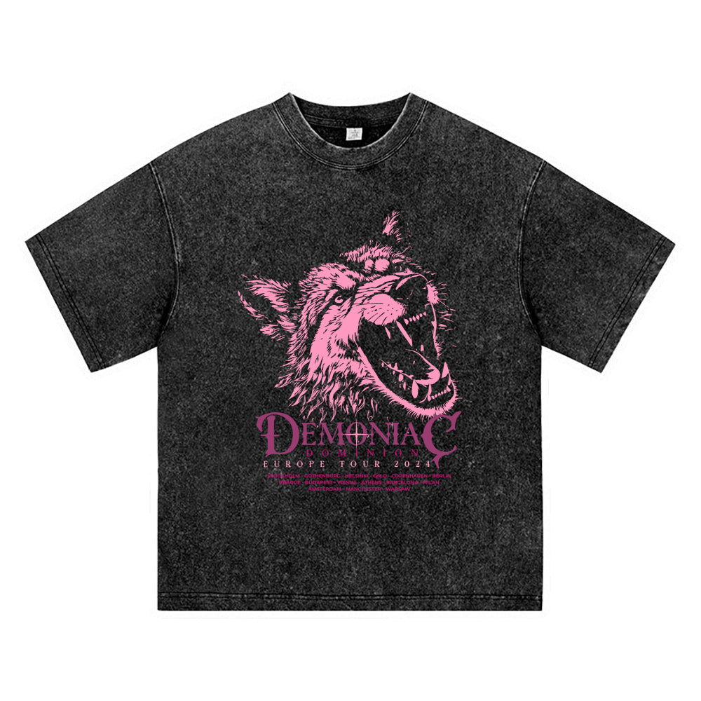 270GSM Heavy Cotton T-SHirt ACID Tees Washed Vintage T-Shirts Demoniac Dominion DTG Print TShirts