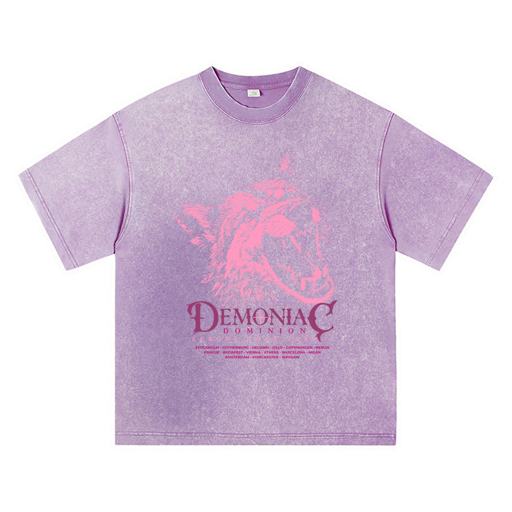 270GSM Heavy Cotton T-SHirt ACID Tees Washed Vintage T-Shirts Demoniac Dominion DTG Print TShirts