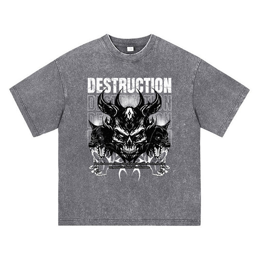 270GSM Heavy Cotton T-SHirt ACID Tees Washed Vintage T-Shirts Destruction DTG Print TShirts